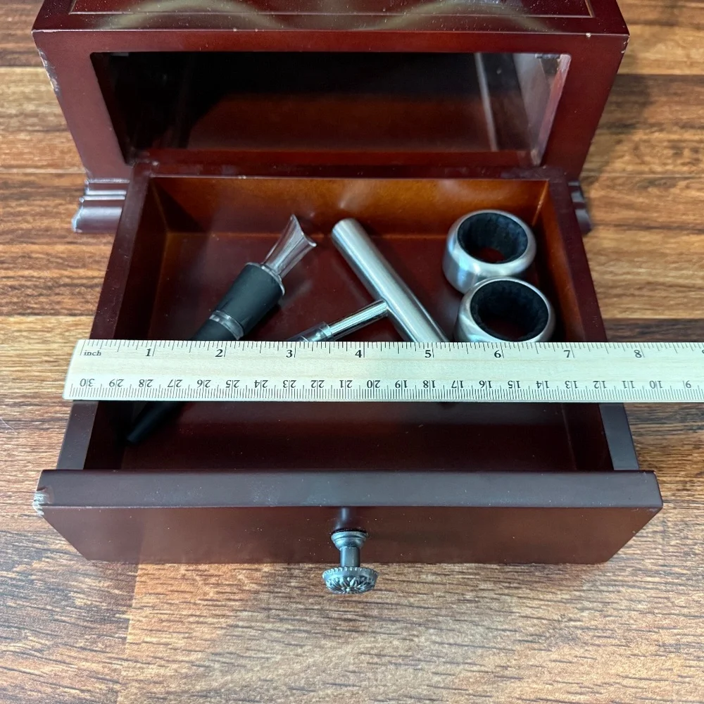 Red Cherry Wood & Brass 3 Bottle Wine Rack